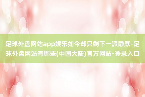 足球外盘网站app娱乐如今却只剩下一派静默-足球外盘网站有哪些(中国大陆)官方网站-登录入口